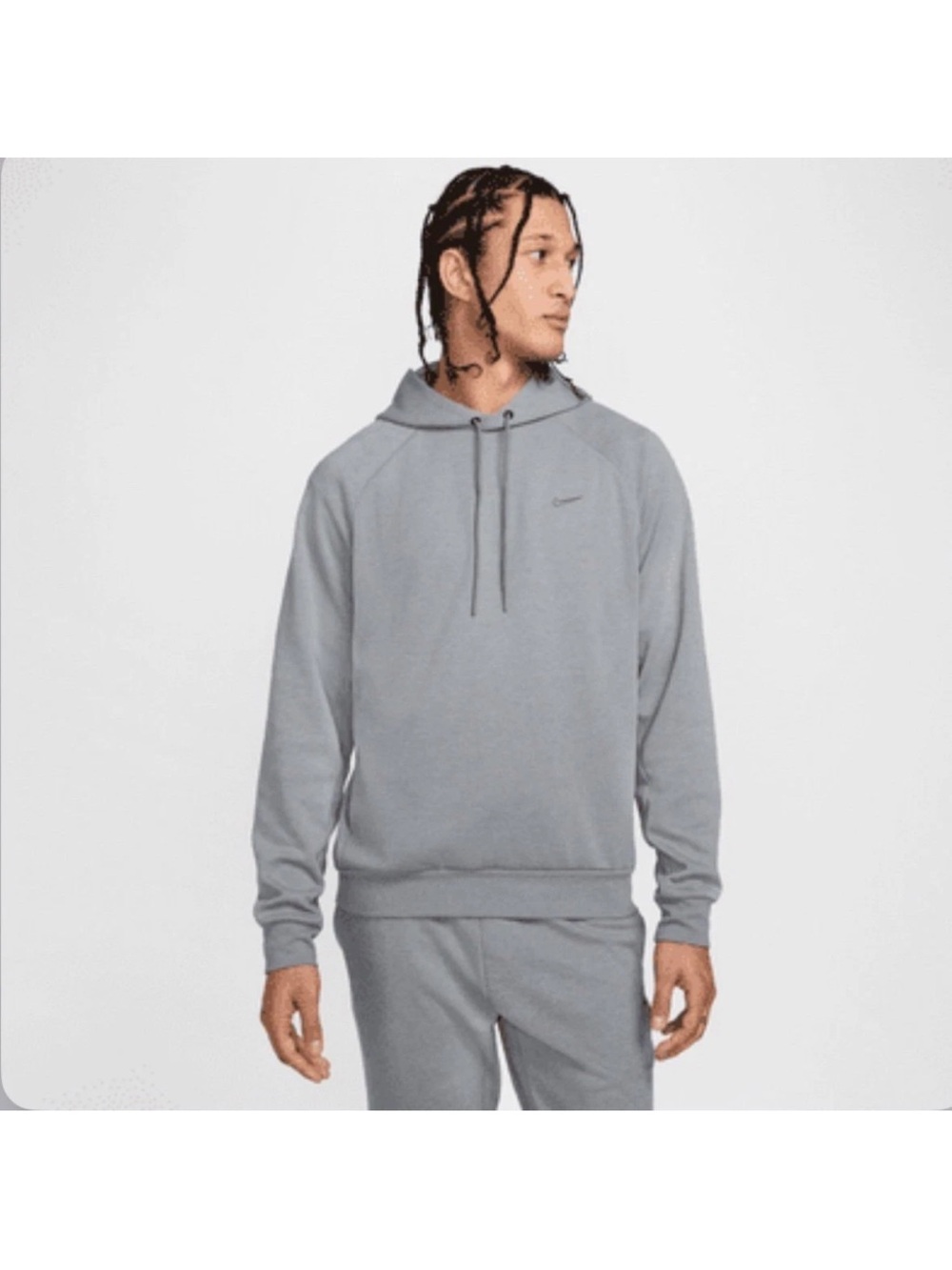Nike Primary Fleece Mens Dri-FIT UV Pullover Performance Hoodie Gray Small